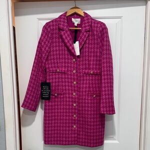 Tuckernuck Magenta Houndstooth Long Sleeve Dress with Tags Still On.